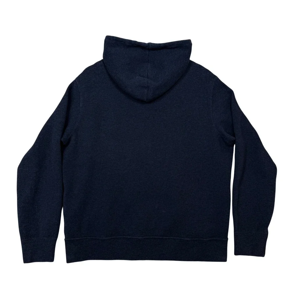 VTG Polo Ralph Lauren Knit Sweater Full Zip Hoodie Navy XL Leather Zip Preppy
